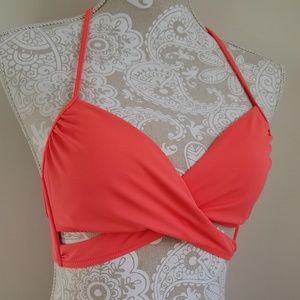 PINK Lace-Up Back Body Wrap Swimsuit Top